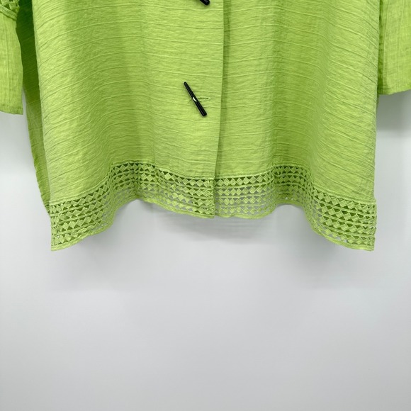 Ali Miles Tunic Top Shirt Size 1X Crinkle Button Up Crochet Artsy Boho Statement - Picture 7 of 16